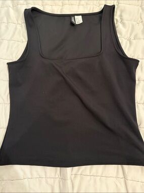 Divided Black Square-Neck Tank Top